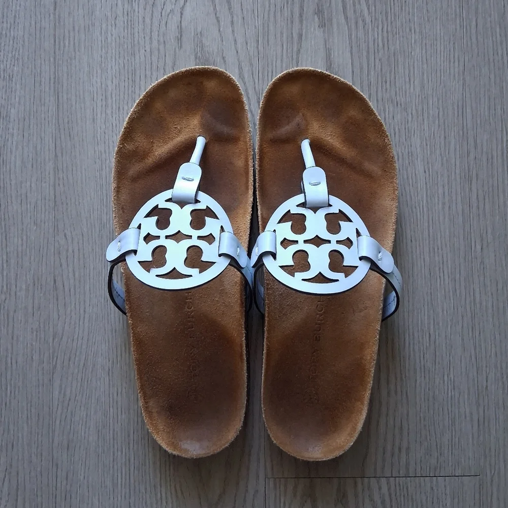 Tory Burch Miller Cloud Sandal In Crisp Blue/Natural 9US